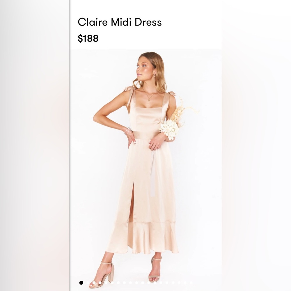 Show Me Your Mumu- Claire Midi Dress Champagne Luxe Satin (Large)